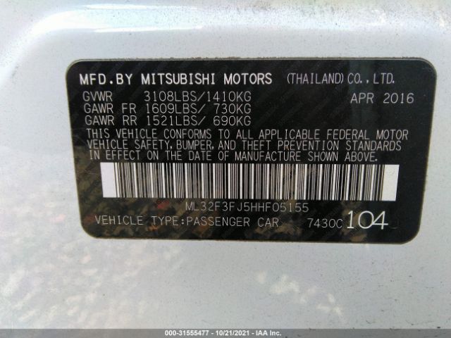 Photo 8 VIN: ML32F3FJ5HHF05155 - MITSUBISHI MIRAGE G4 