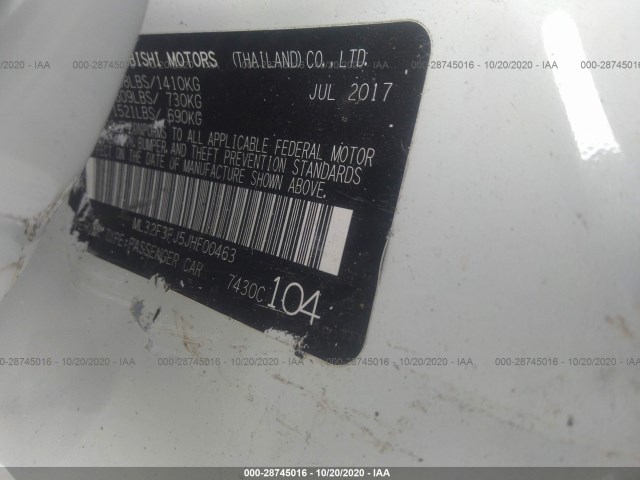 Photo 8 VIN: ML32F3FJ5JHF00463 - MITSUBISHI MIRAGE G4 