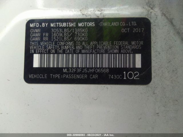 Photo 8 VIN: ML32F3FJ5JHF06568 - MITSUBISHI MIRAGE G4 