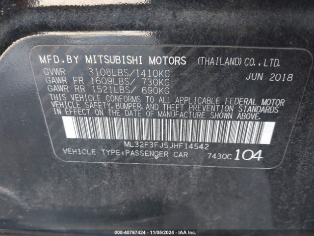 Photo 8 VIN: ML32F3FJ5JHF14542 - MITSUBISHI MIRAGE G4 