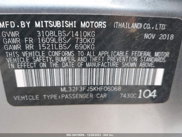 Photo 8 VIN: ML32F3FJ5KHF06068 - MITSUBISHI MIRAGE G4 