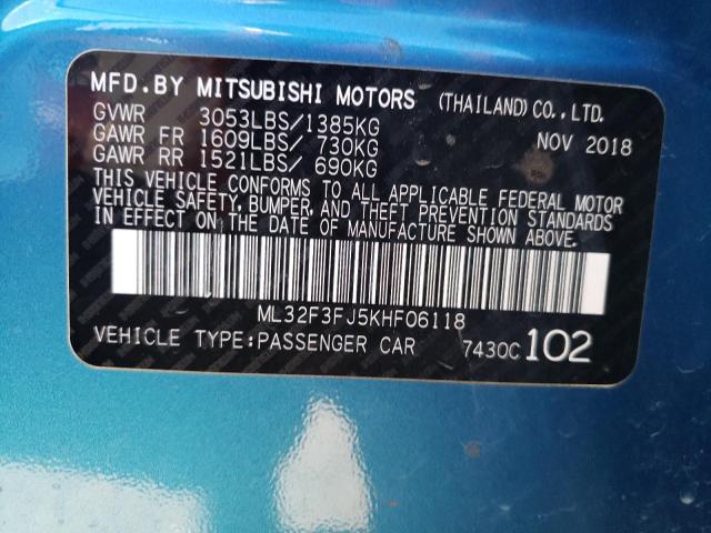 Photo 11 VIN: ML32F3FJ5KHF06118 - MITSUBISHI MIRAGE 