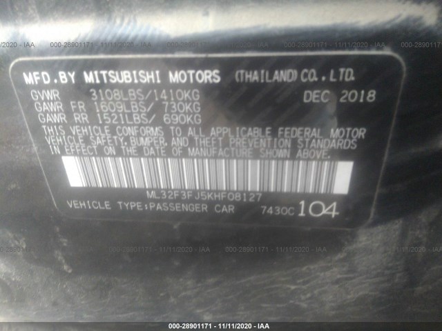 Photo 8 VIN: ML32F3FJ5KHF08127 - MITSUBISHI MIRAGE G4 