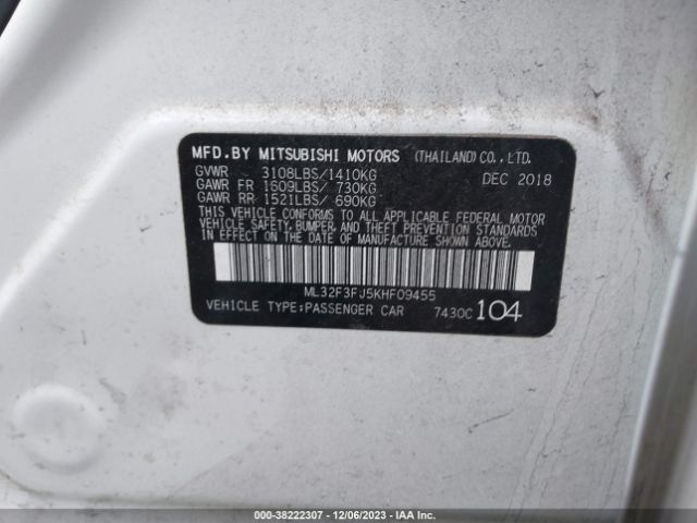 Photo 8 VIN: ML32F3FJ5KHF09455 - MITSUBISHI MIRAGE G4 