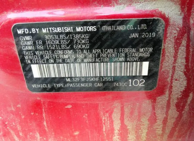 Photo 8 VIN: ML32F3FJ5KHF12551 - MITSUBISHI MIRAGE G4 