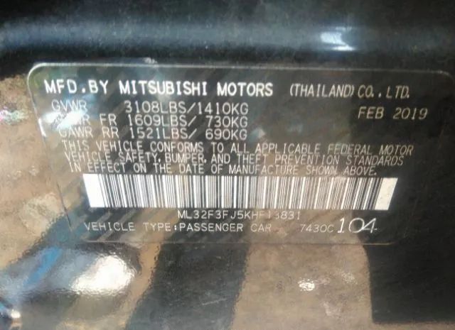 Photo 8 VIN: ML32F3FJ5KHF13831 - MITSUBISHI MIRAGE G4 