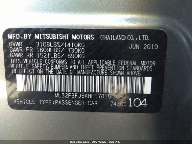 Photo 8 VIN: ML32F3FJ5KHF17815 - MITSUBISHI MIRAGE G4 