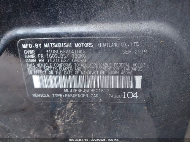 Photo 8 VIN: ML32F3FJ5LHF01812 - MITSUBISHI MIRAGE G4 