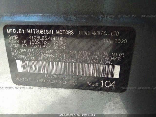 Photo 8 VIN: ML32F3FJ5LHF08419 - MITSUBISHI MIRAGE G4 