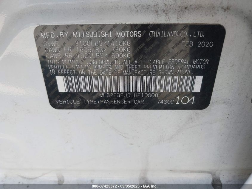 Photo 8 VIN: ML32F3FJ5LHF10008 - MITSUBISHI MIRAGE 