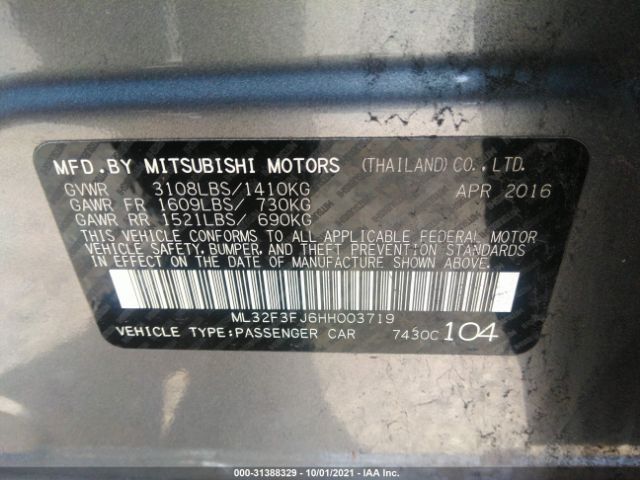 Photo 8 VIN: ML32F3FJ6HH003719 - MITSUBISHI MIRAGE G4 