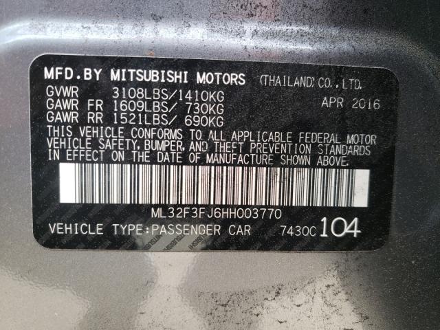 Photo 9 VIN: ML32F3FJ6HH003770 - MITSUBISHI MIRAGE G4 