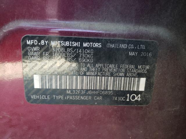 Photo 9 VIN: ML32F3FJ6HHF06895 - MITSUBISHI MIRAGE G4 