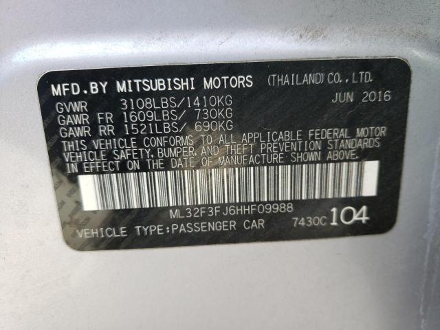 Photo 9 VIN: ML32F3FJ6HHF09988 - MITSUBISHI MIRAGE G4 