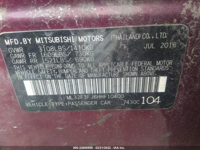 Photo 8 VIN: ML32F3FJ6HHF10400 - MITSUBISHI MIRAGE G4 