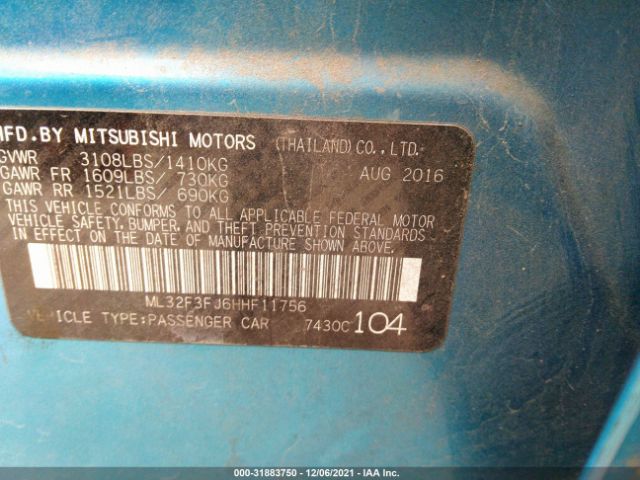 Photo 8 VIN: ML32F3FJ6HHF11756 - MITSUBISHI MIRAGE G4 