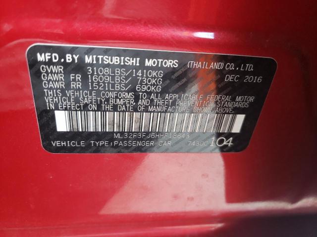 Photo 9 VIN: ML32F3FJ6HHF18643 - MITSUBISHI MIRAGE G4 