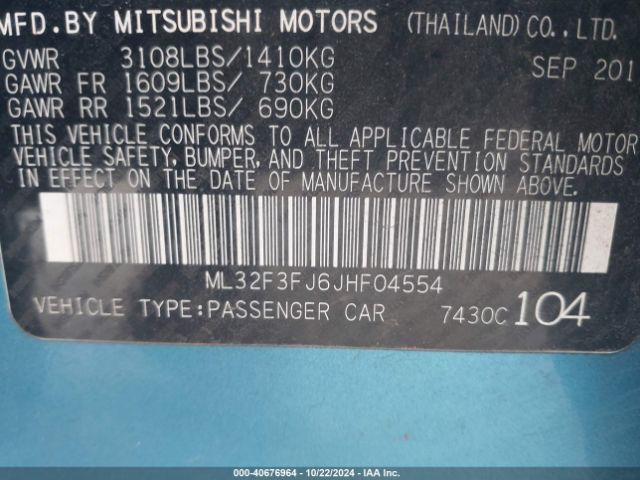 Photo 8 VIN: ML32F3FJ6JHF04554 - MITSUBISHI MIRAGE G4 