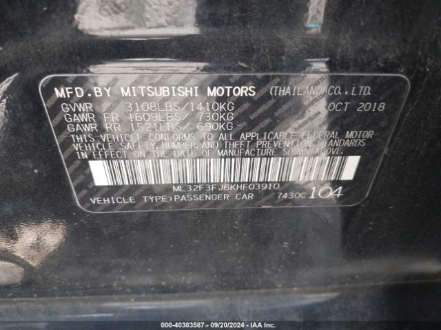 Photo 8 VIN: ML32F3FJ6KHF03910 - MITSUBISHI MIRAGE G4 