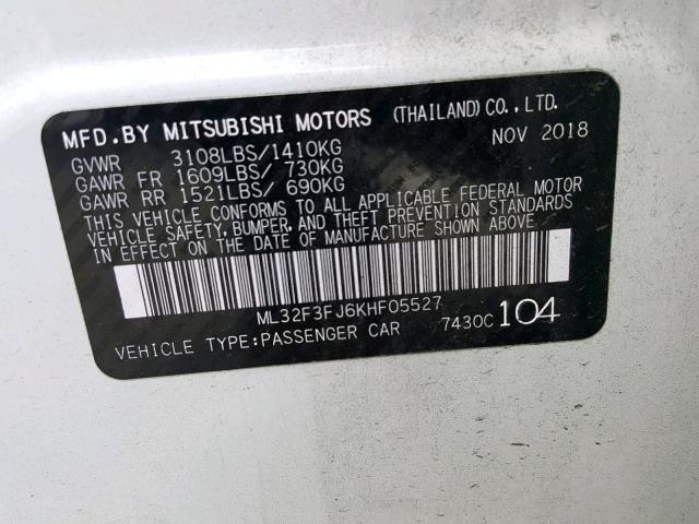 Photo 9 VIN: ML32F3FJ6KHF05527 - MITSUBISHI MIRAGE G4 