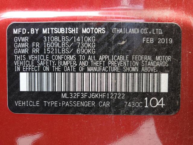 Photo 12 VIN: ML32F3FJ6KHF12722 - MITSUBISHI MIRAGE 