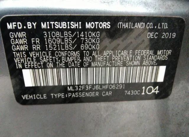 Photo 8 VIN: ML32F3FJ6LHF06291 - MITSUBISHI MIRAGE 