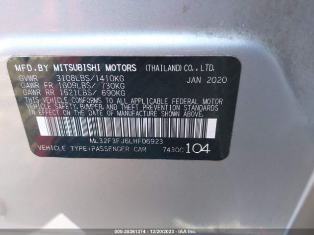 Photo 8 VIN: ML32F3FJ6LHF06923 - MITSUBISHI MIRAGE G4 