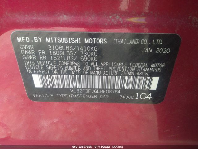 Photo 8 VIN: ML32F3FJ6LHF08784 - MITSUBISHI MIRAGE G4 