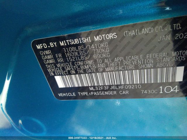 Photo 8 VIN: ML32F3FJ6LHF09210 - MITSUBISHI MIRAGE G4 