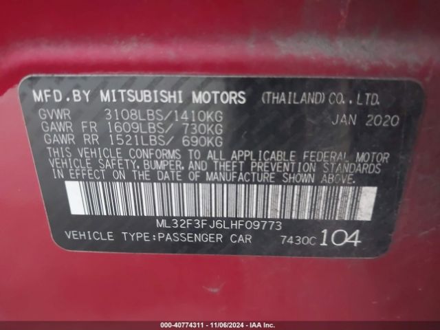 Photo 8 VIN: ML32F3FJ6LHF09773 - MITSUBISHI MIRAGE G4 