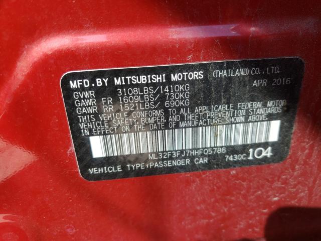 Photo 9 VIN: ML32F3FJ7HHF05786 - MITSUBISHI MIRAGE G4 