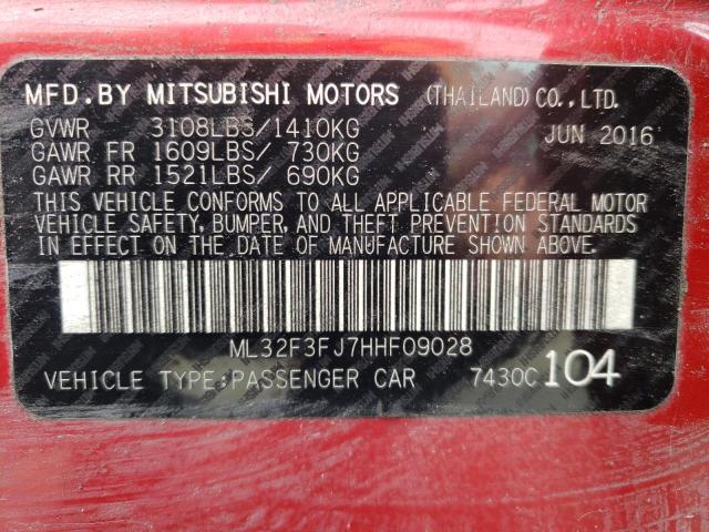 Photo 12 VIN: ML32F3FJ7HHF09028 - MITSUBISHI MIRAGE G4 