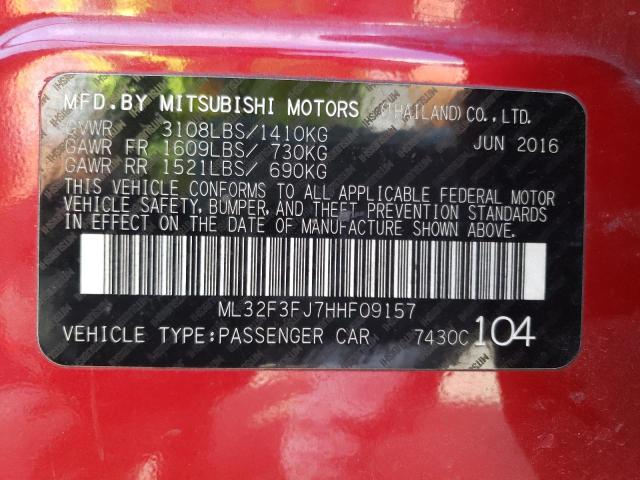 Photo 9 VIN: ML32F3FJ7HHF09157 - MITSUBISHI MIRAGE G4 