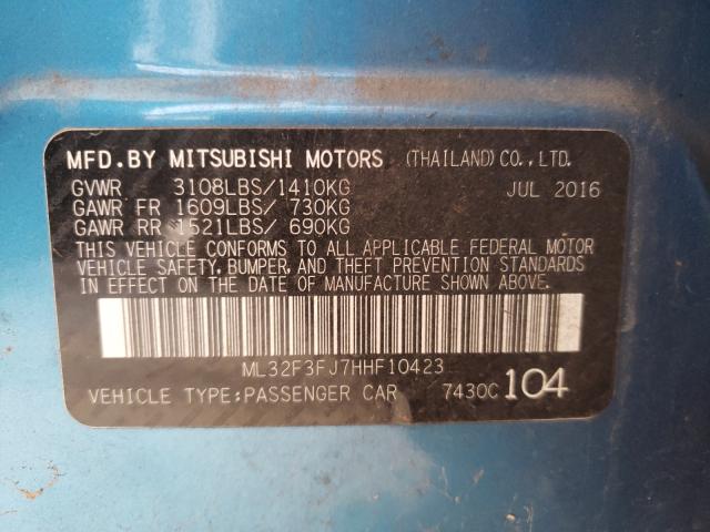 Photo 9 VIN: ML32F3FJ7HHF10423 - MITSUBISHI MIRAGE G4 