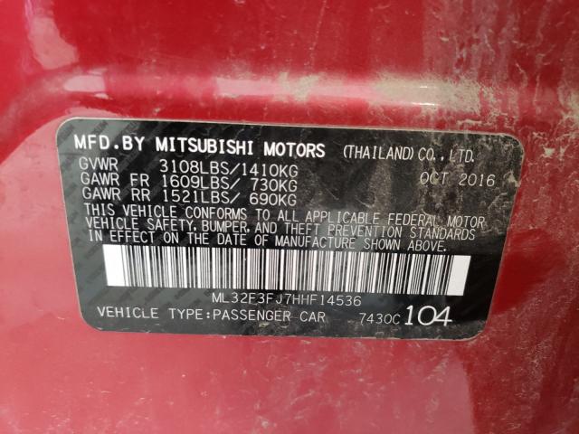 Photo 9 VIN: ML32F3FJ7HHF14536 - MITSUBISHI MIRAGE G4 