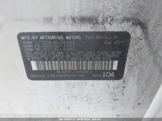 Photo 8 VIN: ML32F3FJ7JHF03610 - MITSUBISHI MIRAGE G4 