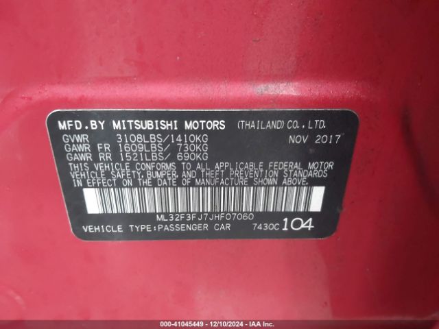 Photo 8 VIN: ML32F3FJ7JHF07060 - MITSUBISHI MIRAGE G4 