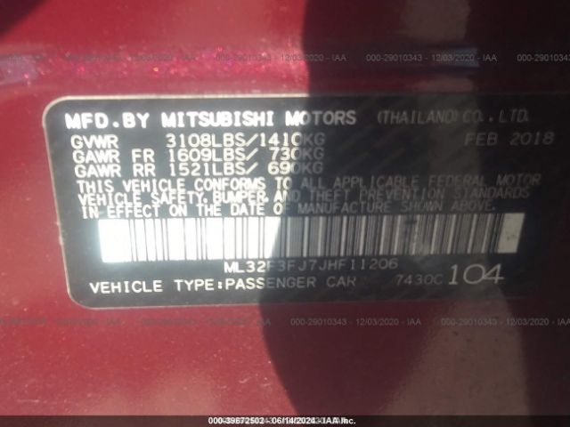 Photo 8 VIN: ML32F3FJ7JHF11206 - MITSUBISHI MIRAGE G4 