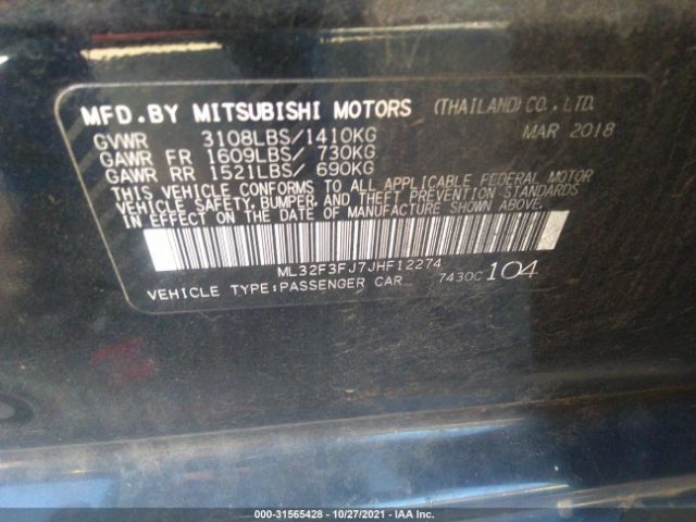 Photo 8 VIN: ML32F3FJ7JHF12274 - MITSUBISHI MIRAGE G4 