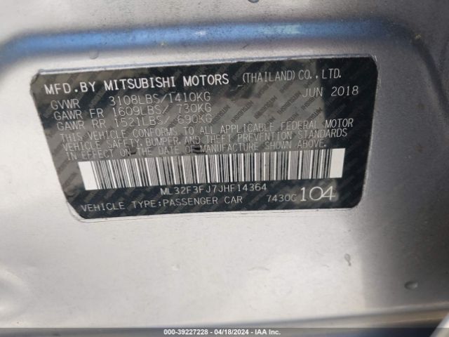 Photo 8 VIN: ML32F3FJ7JHF14364 - MITSUBISHI MIRAGE G4 