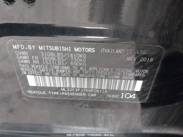 Photo 8 VIN: ML32F3FJ7KHF06119 - MITSUBISHI MIRAGE G4 