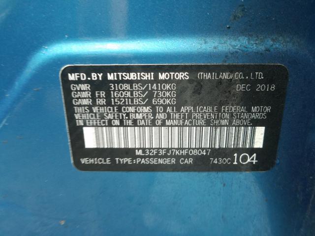 Photo 9 VIN: ML32F3FJ7KHF08047 - MITSUBISHI MIRAGE G4 