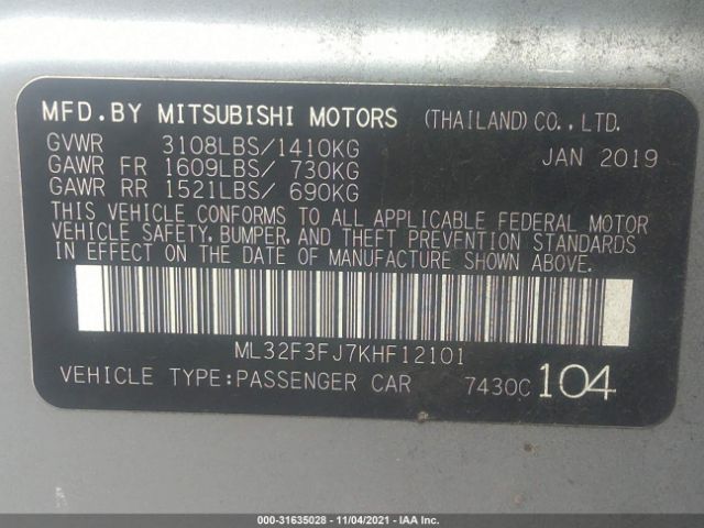 Photo 8 VIN: ML32F3FJ7KHF12101 - MITSUBISHI MIRAGE G4 