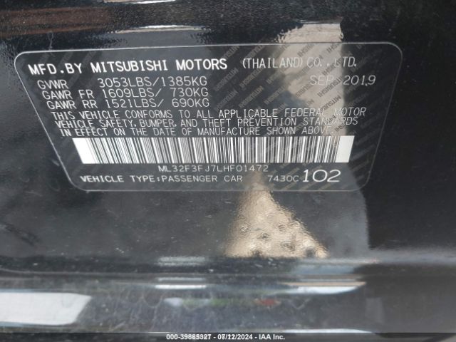 Photo 8 VIN: ML32F3FJ7LHF01472 - MITSUBISHI MIRAGE G4 