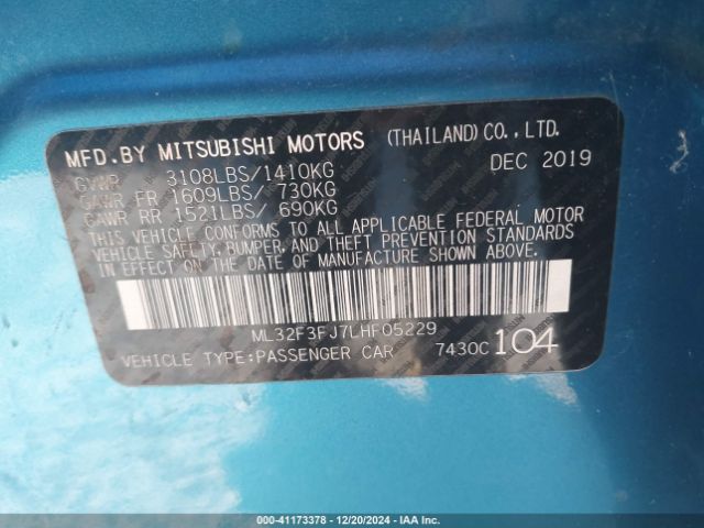 Photo 8 VIN: ML32F3FJ7LHF05229 - MITSUBISHI MIRAGE G4 