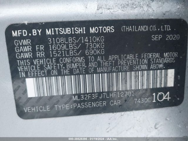 Photo 8 VIN: ML32F3FJ7LHF12701 - MITSUBISHI MIRAGE G4 