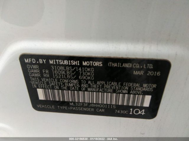 Photo 8 VIN: ML32F3FJ8HH001115 - MITSUBISHI MIRAGE G4 