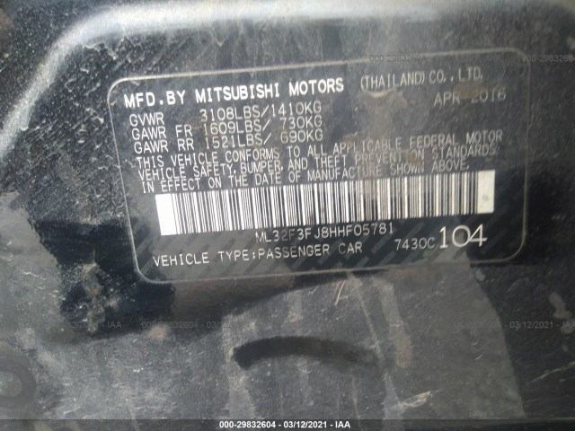 Photo 8 VIN: ML32F3FJ8HHF05781 - MITSUBISHI MIRAGE G4 