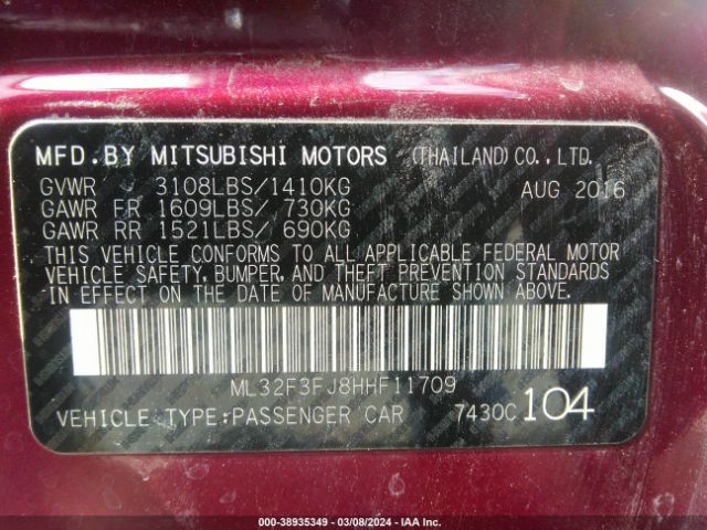 Photo 8 VIN: ML32F3FJ8HHF11709 - MITSUBISHI MIRAGE G4 