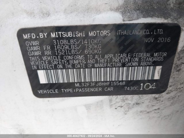 Photo 8 VIN: ML32F3FJ8HHF15548 - MITSUBISHI MIRAGE G4 